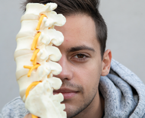 Student looking at skeleton