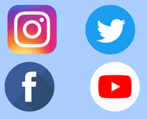 icons for instagram, twitter, facebook and Youtube
