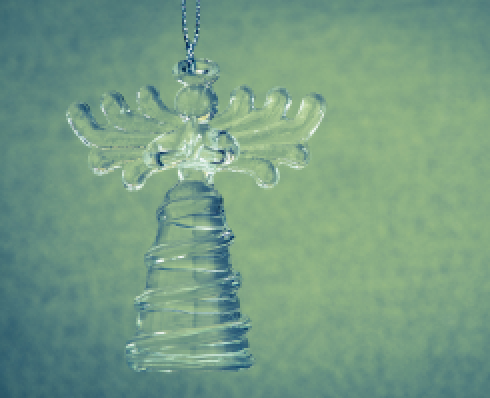 Shows a crystal decoration of an angel