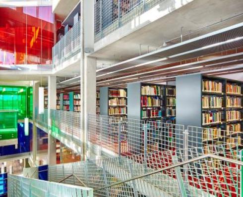 Library with colourful windows