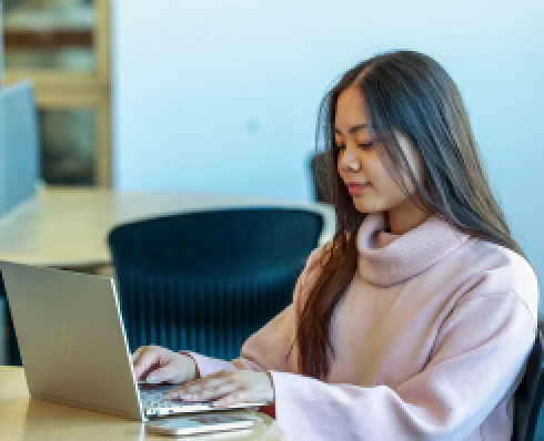 Student sitting at a laptop