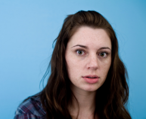 A girl staring into the camera