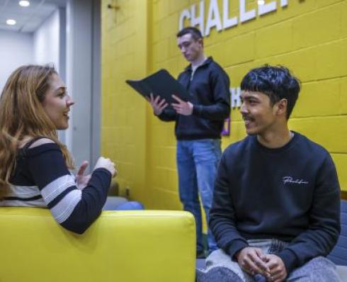 Students talking in DCU Business School