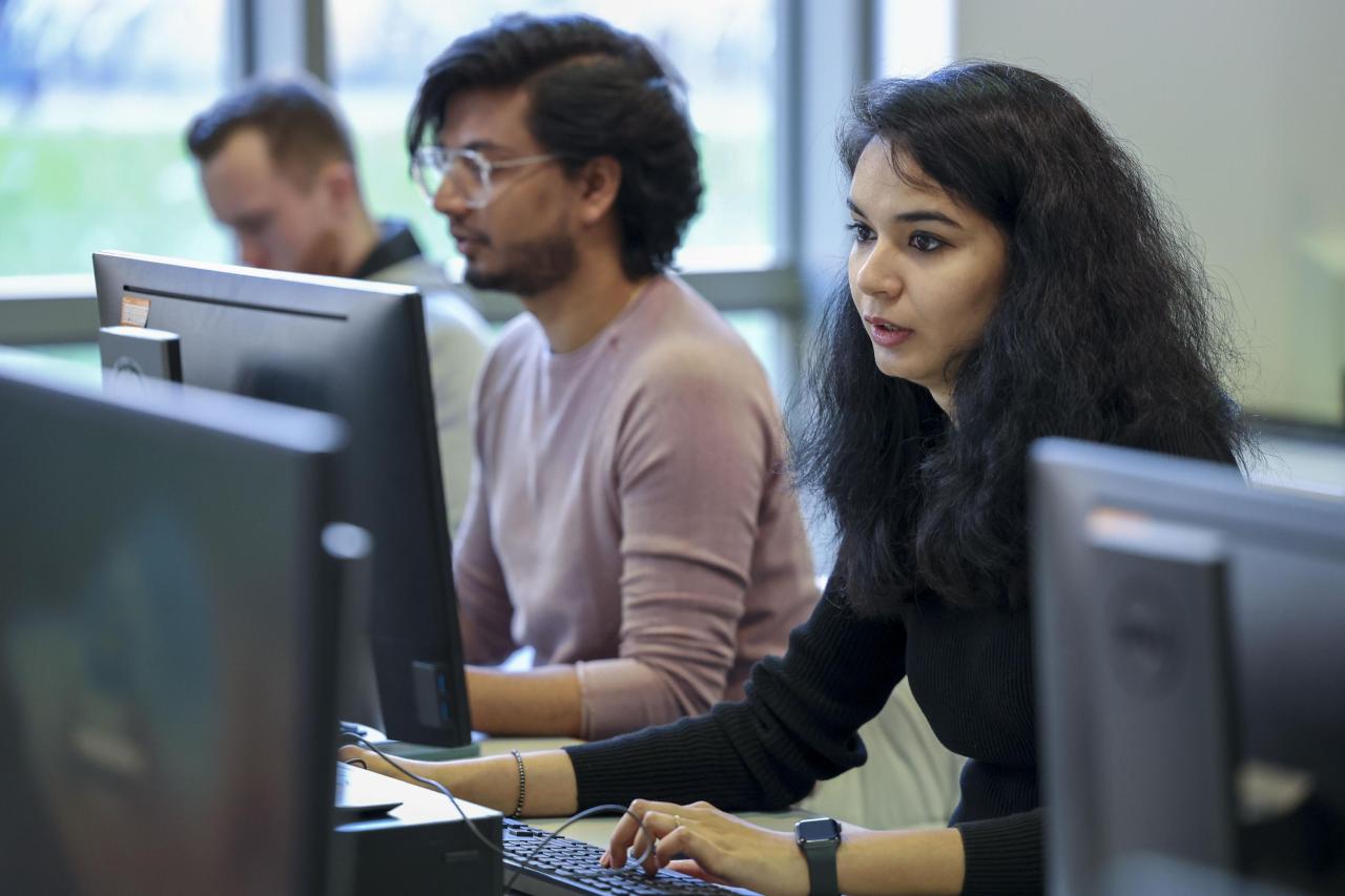 Students working at computers