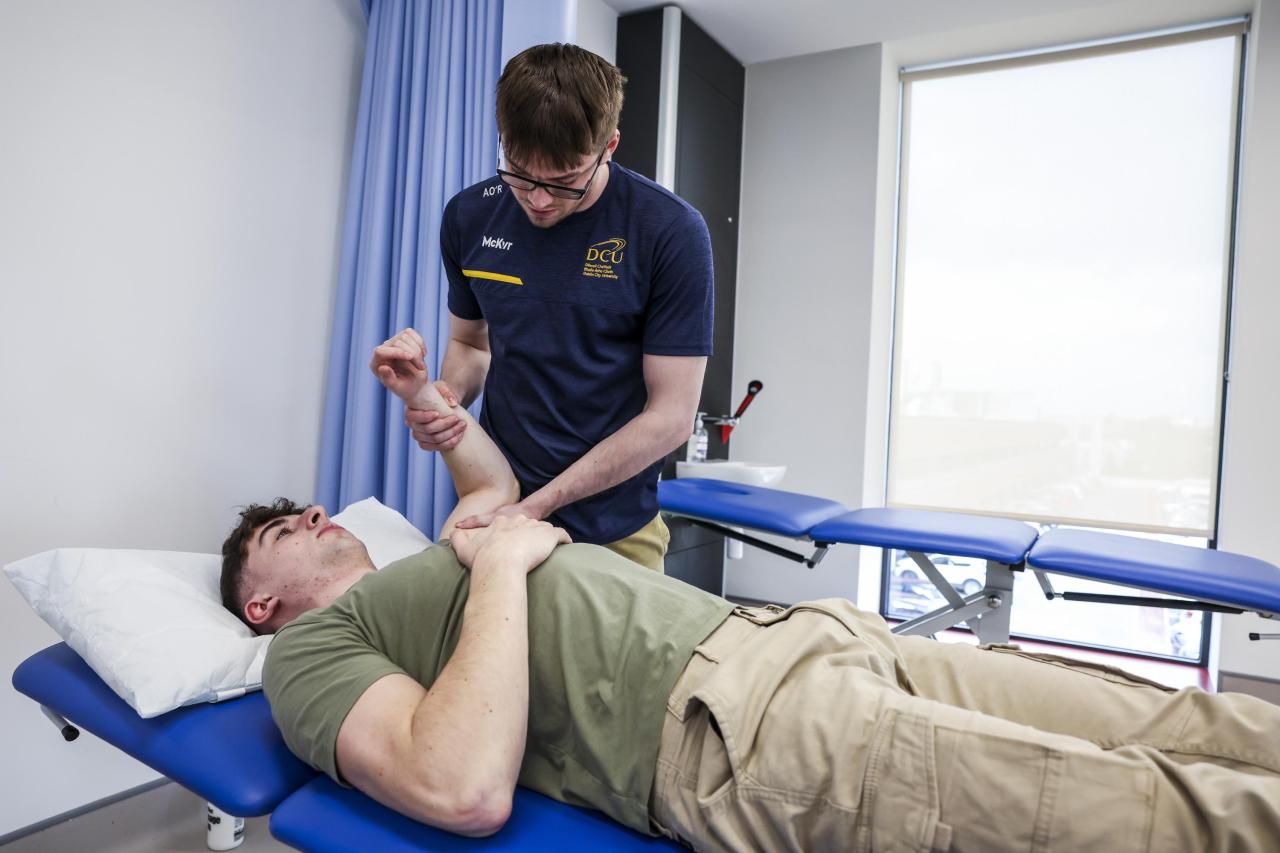 Student practising therapy in classroom