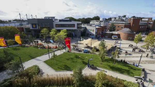 An overhead image of the DCU campus on a sunny day 