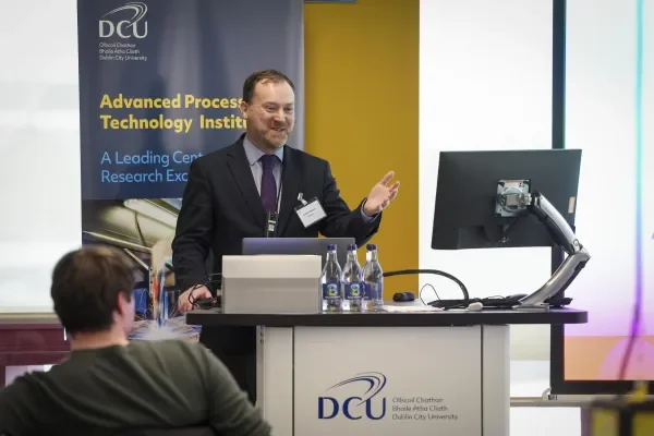 Shows Prof Dermot Brabazon speaking at the Advanced Processing Institute's Industry Day event in 2025
