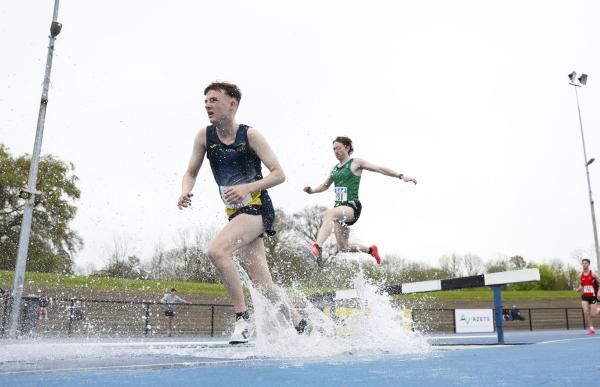 DCU athlete competing in the men's steeple chase