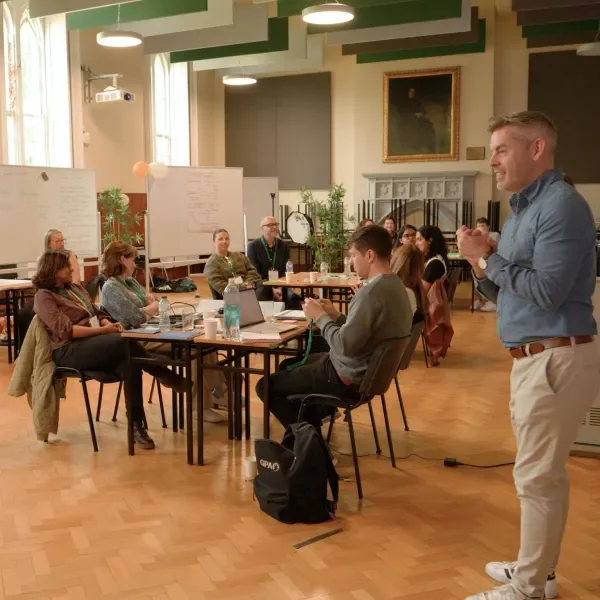 Darran Heaney talking to a group at the ABC Hackathon