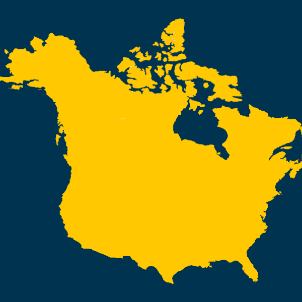 Map of USA and Canada
