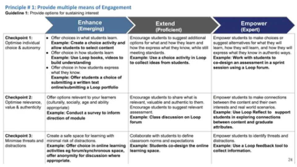 UDL Progression Style Checklist
