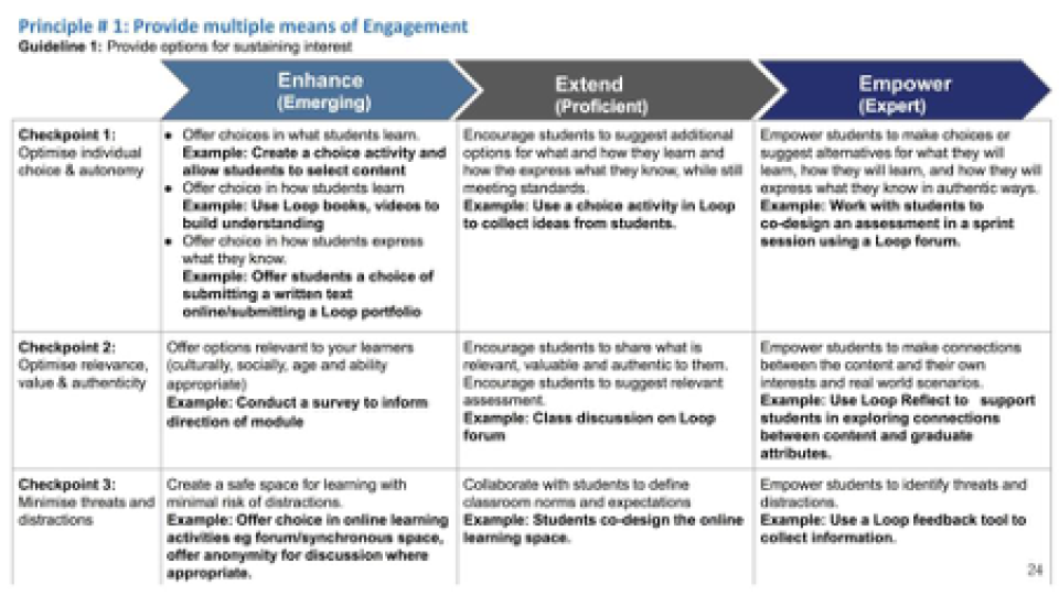 UDL Progression Style Checklist