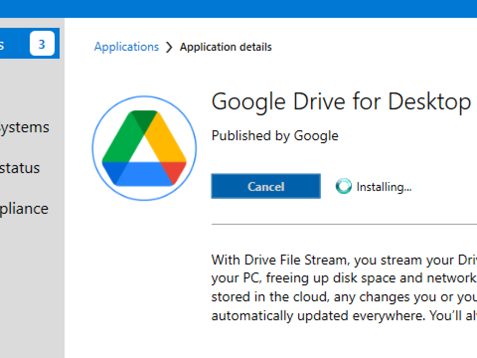 Google drive installing