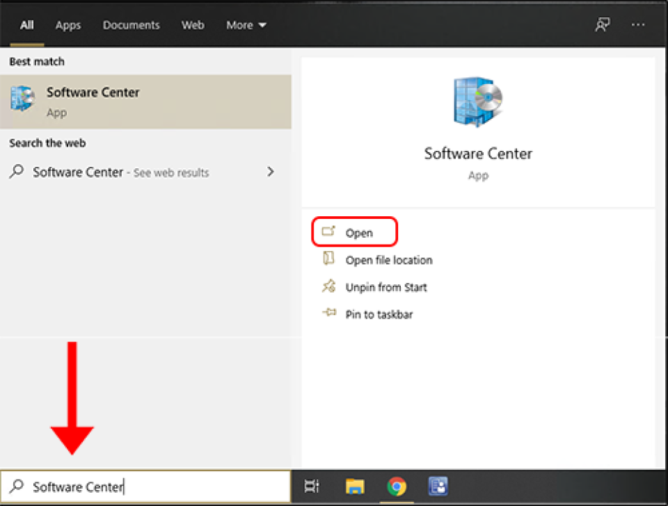search for software center and then click open