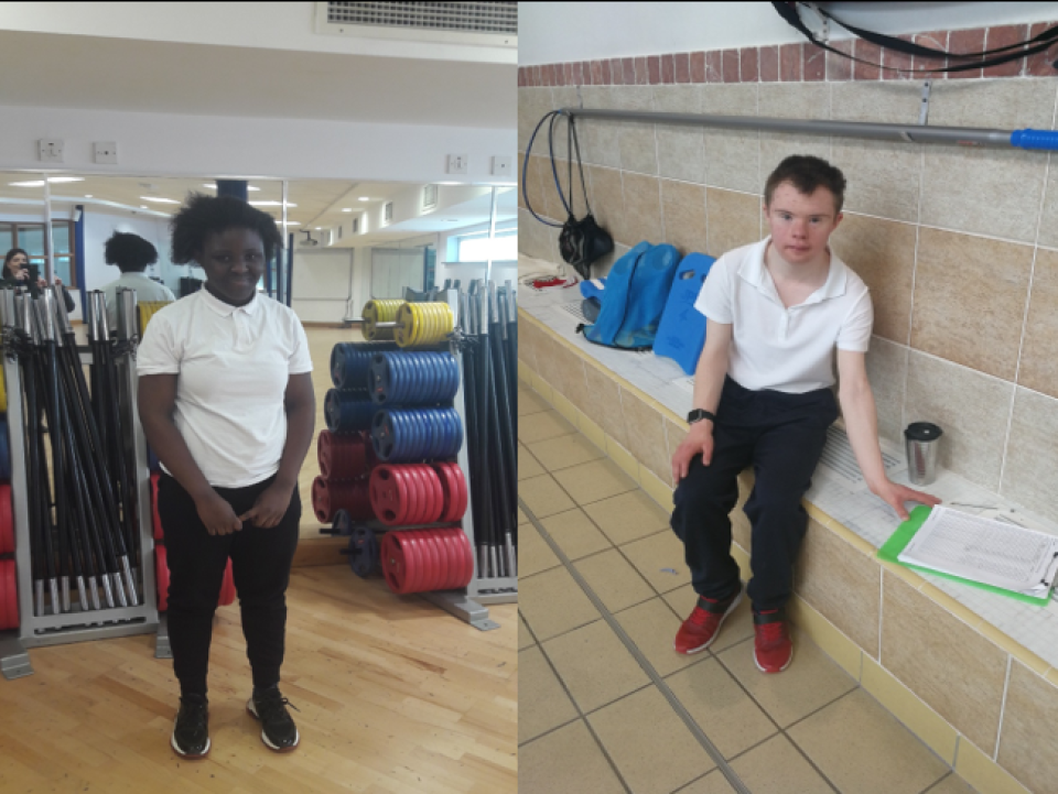 Image showing two learners at DCU Sports completing work placements