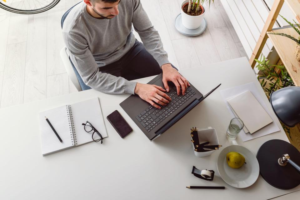 Writing on a laptop