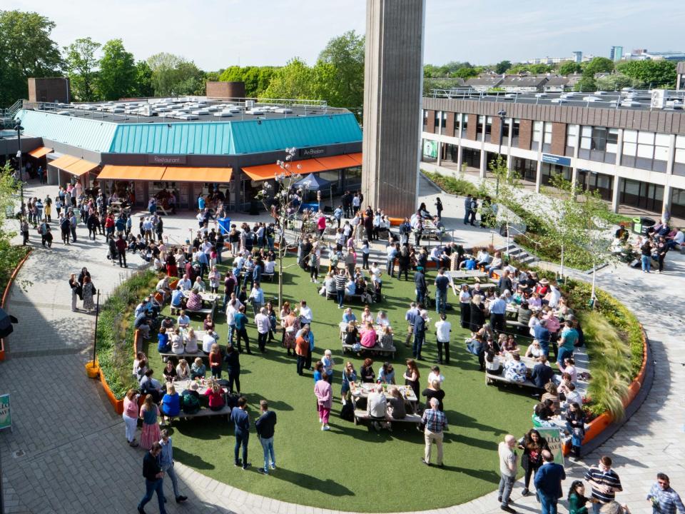 View over DCU restaurant of staff gathering