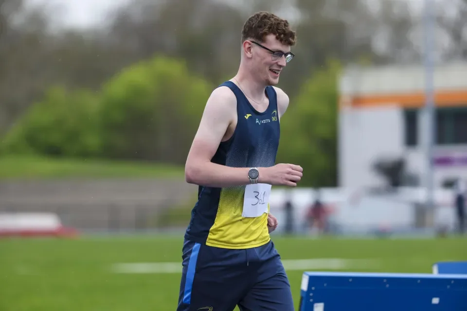 DCU Athletics athlete Barry Clavin competing the the IUAA outdoor Intervarsities 2025