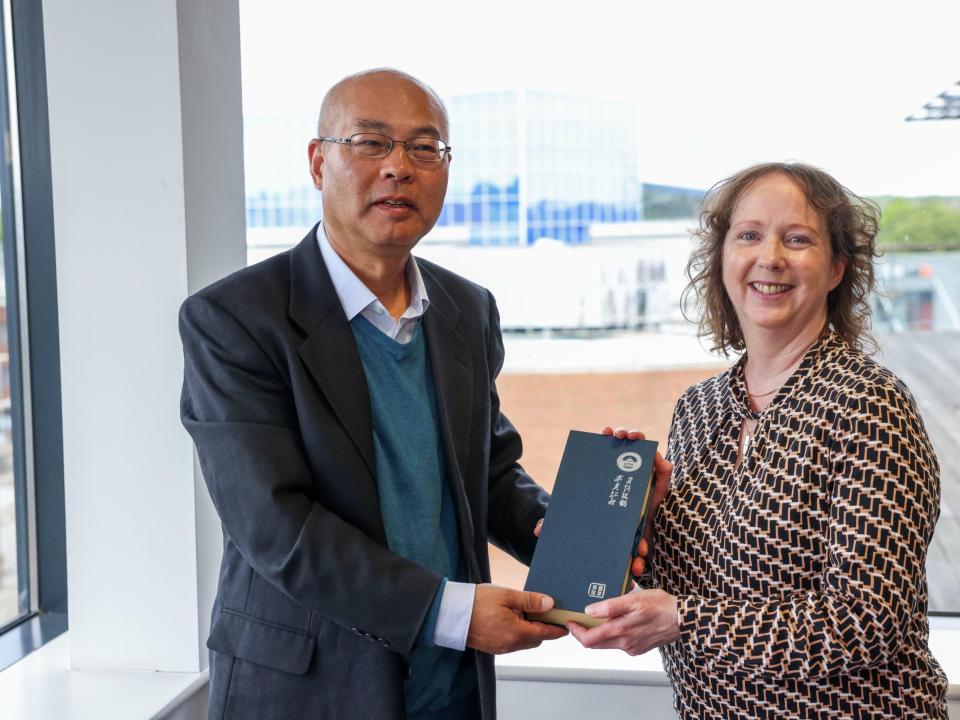 Prof. Jing Shi, Dean of Hongyi College, Wuhan University (left) with Prof. Lisa Looney, Vice President for Academic Affairs, DCU (right)