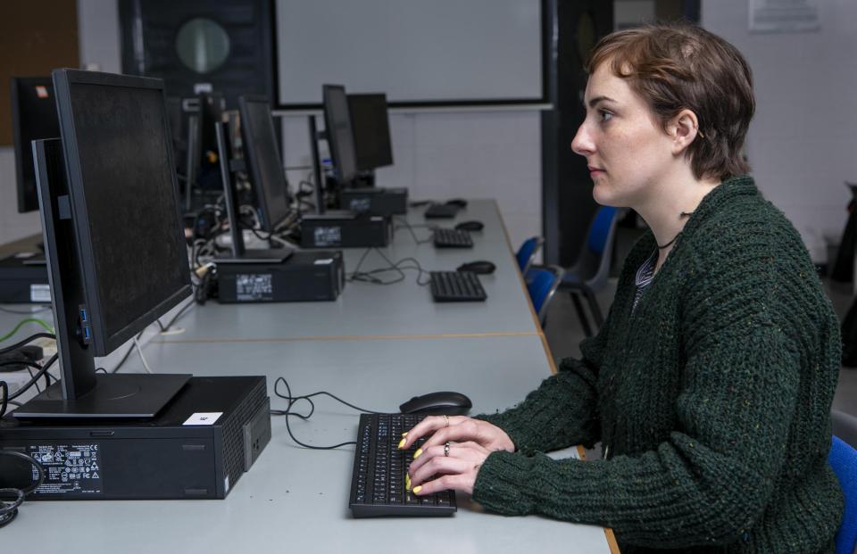 Student working on computer