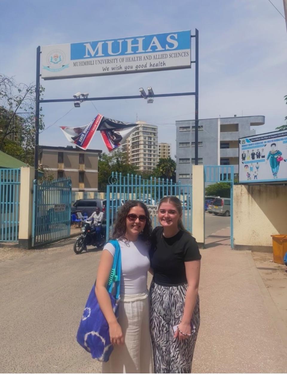 Leah Hanley and Ellen Canavan at the Muhimbili University of Health and Allied Sciences (MUHAS), Dar es Salaam Tanzania 2024.