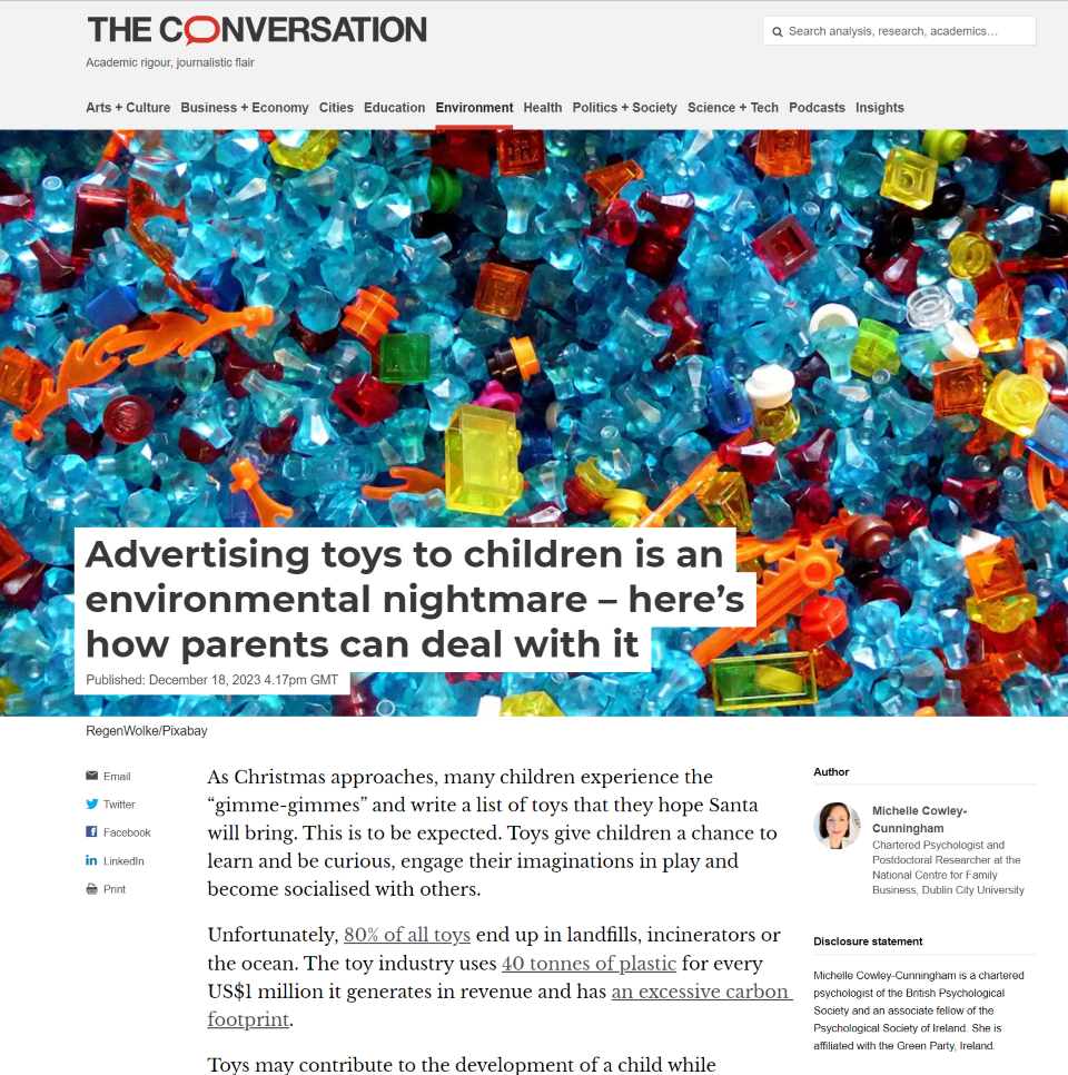 The Conversation UK - article by Michelle Cowley-Cunningham