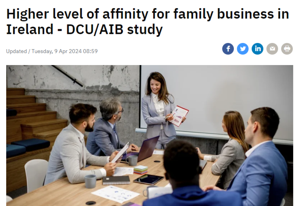 Higher level of affinity for family business in Ireland - DCU/AIB study