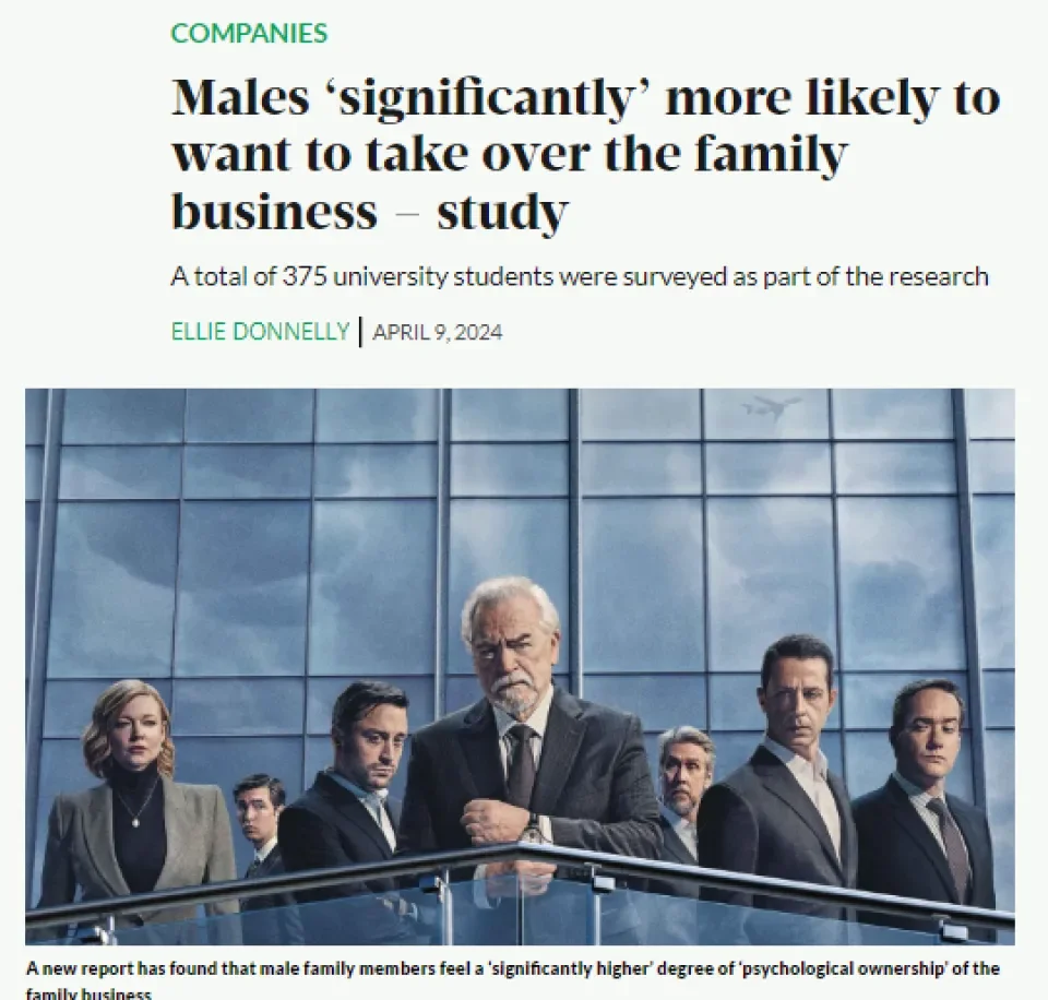 Business Post - Males ‘significantly’ more likely to want to take over the family business – study
