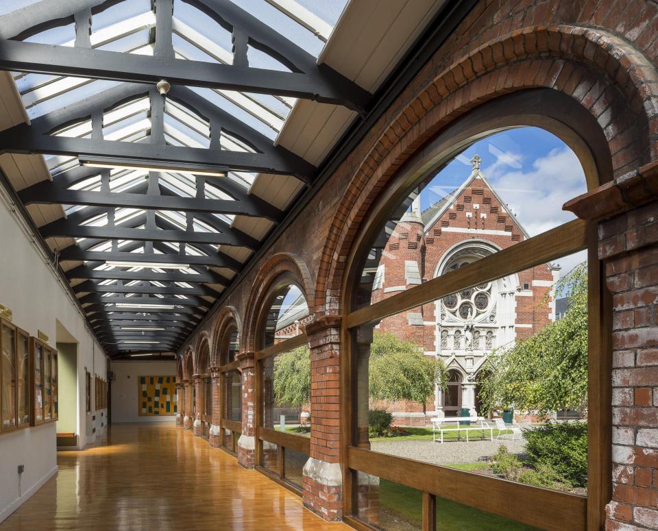 long corridor with window along one side