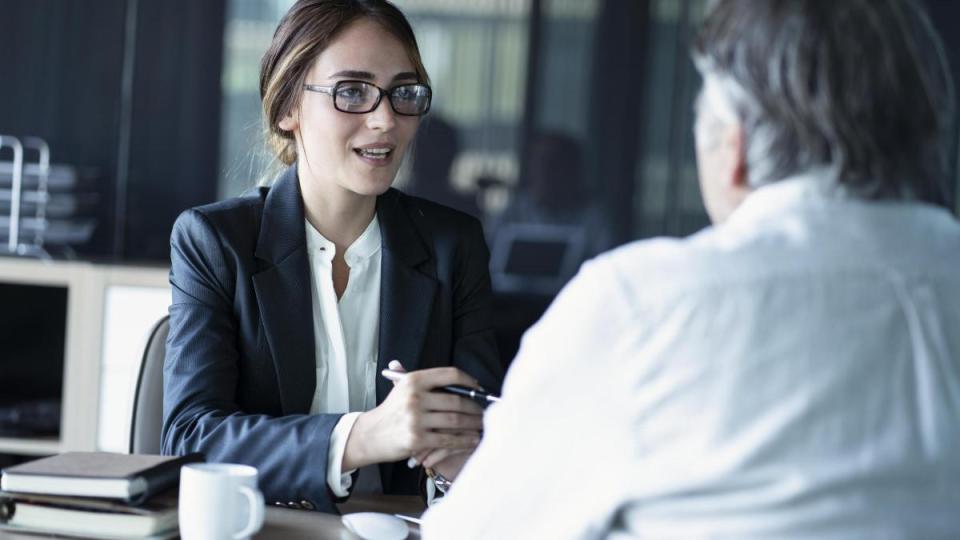 Two people having a meeting