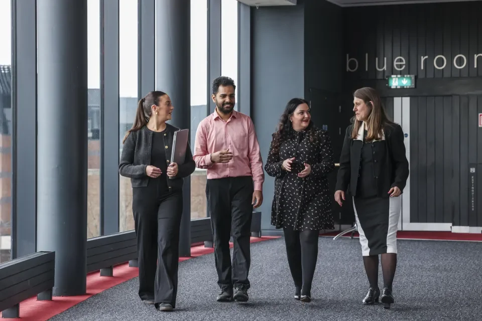 Four DCU colleagues enjoying university facilities