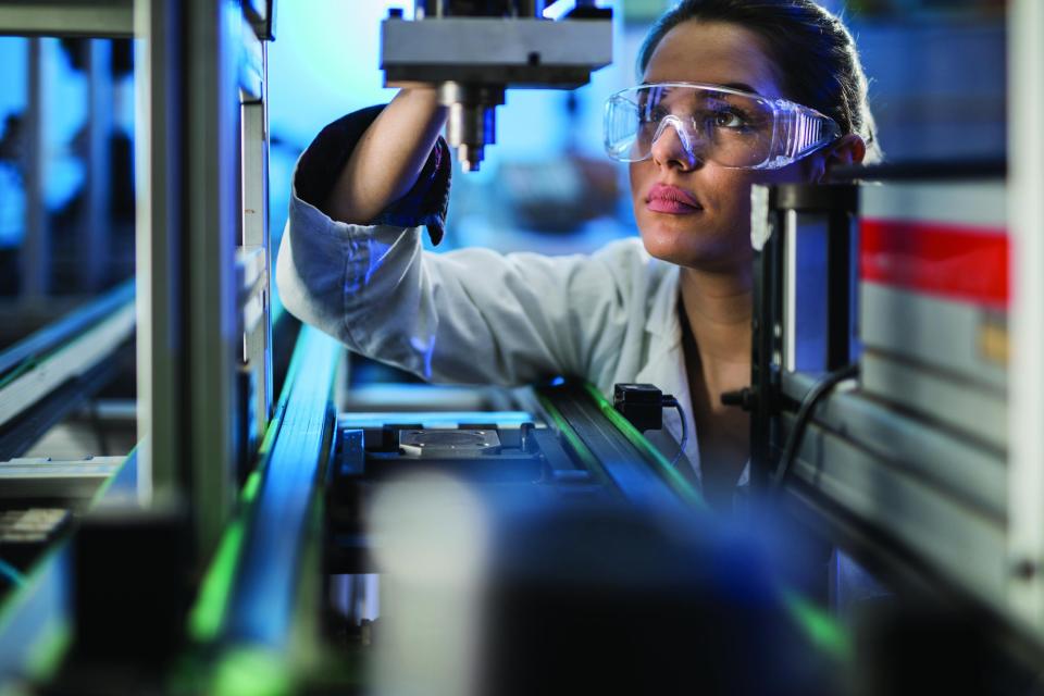Working in lab