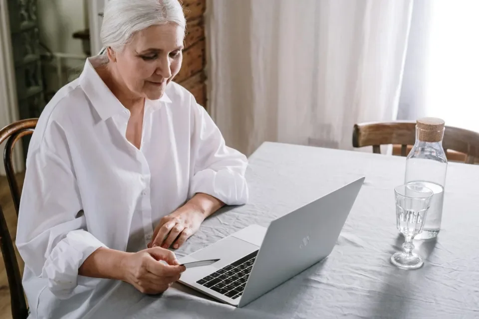Retired woman at laptop
