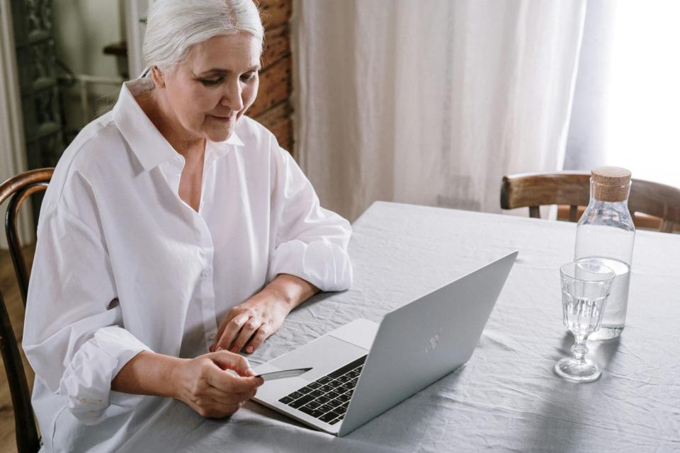 Retired woman at laptop