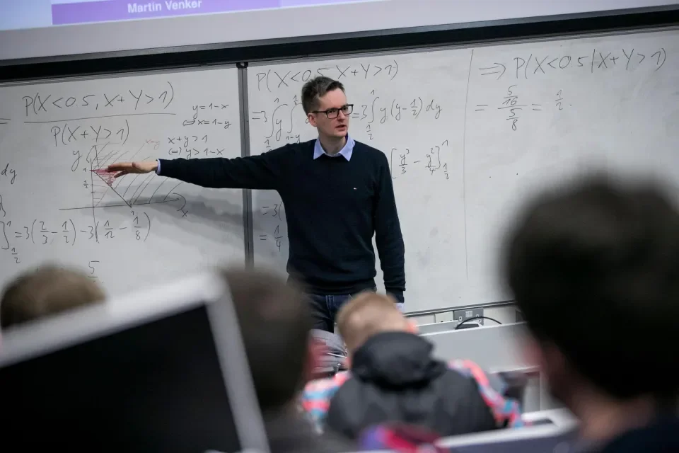 Academic in maths lecture