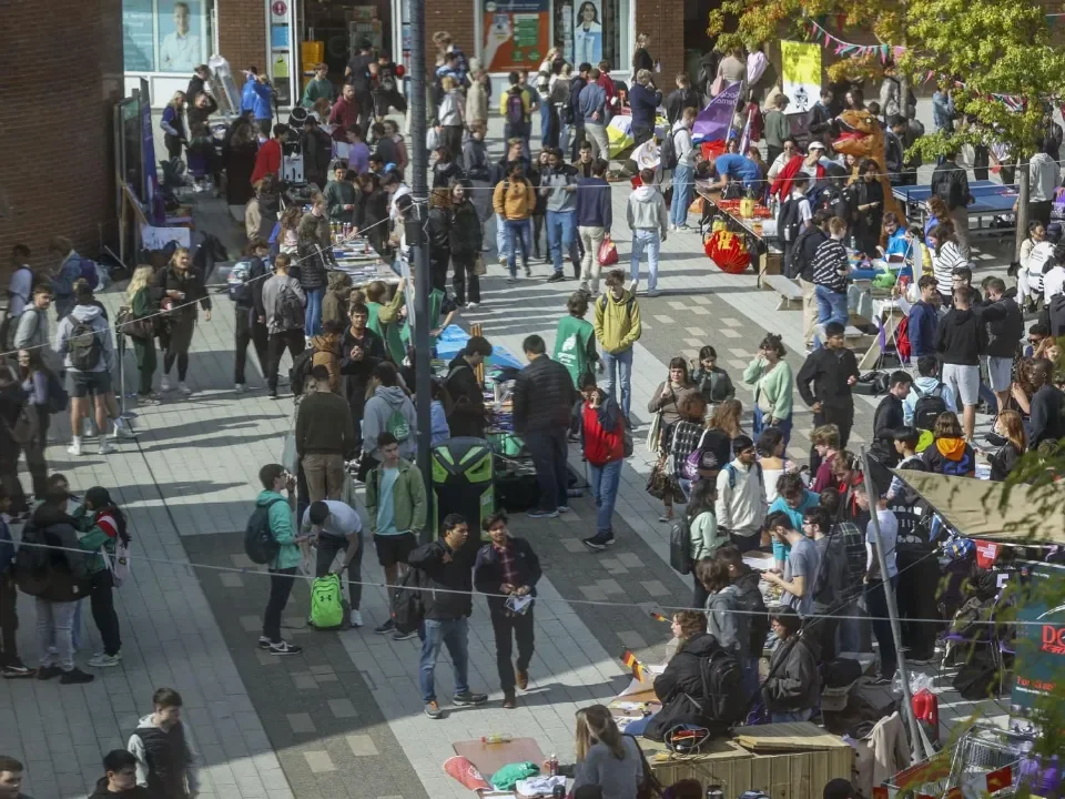 Crowded area on campus