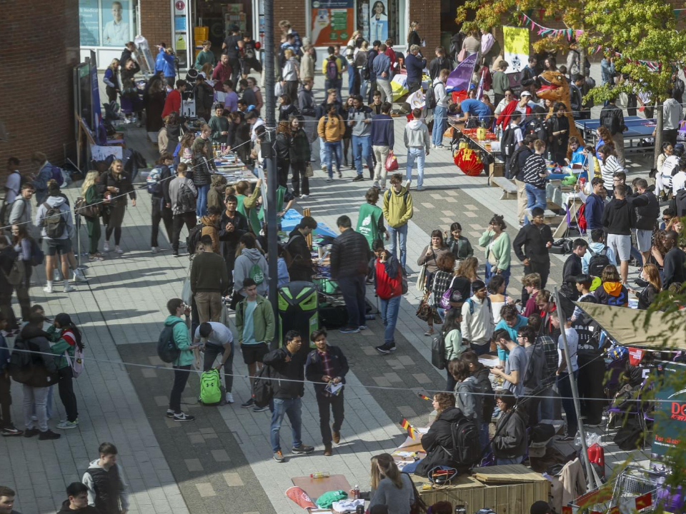 Crowded area on campus