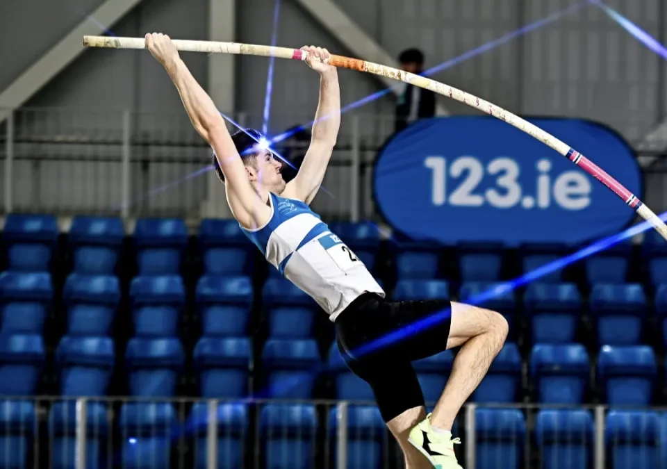 Shows Matthew Callinan pole vaulting