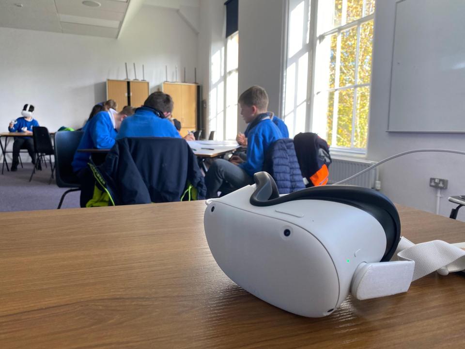 Virtual Reality headset being used in classroom