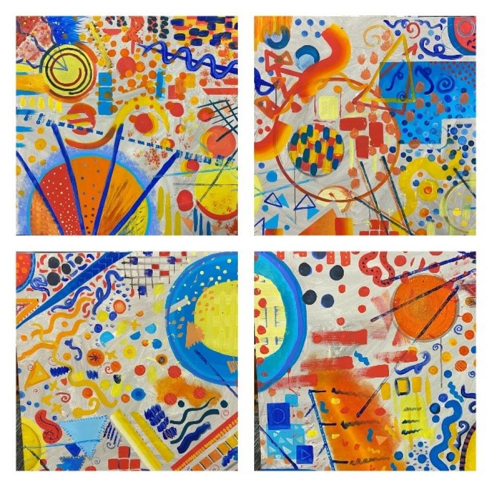 Frozen symphony: A collaborative mural inspired by movement, musicality and Kandinsky’s compositions by BEd4 students studying Creative Teaching and Subject Leadership in visual arts 