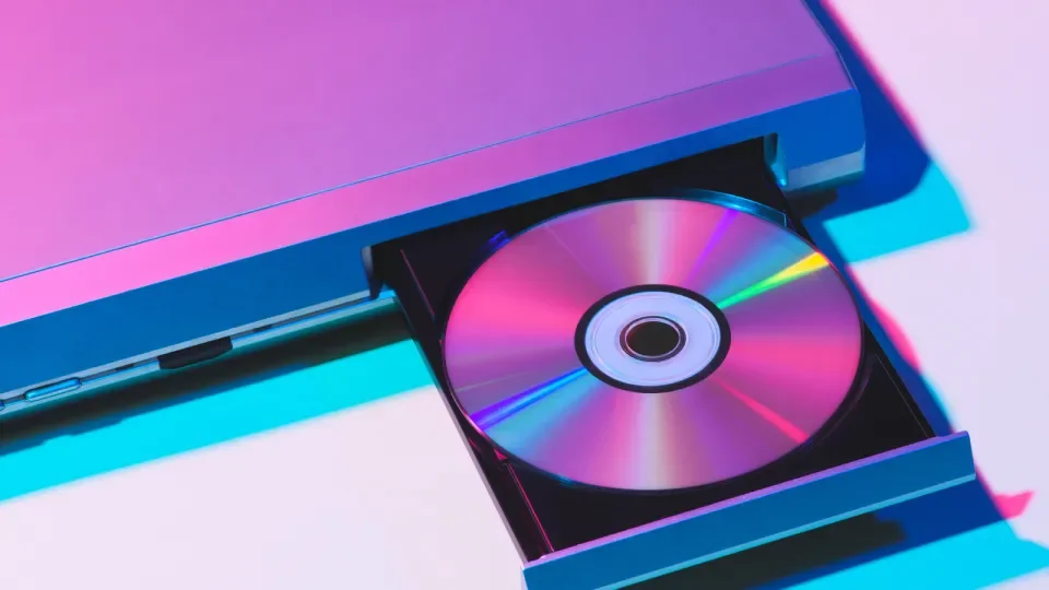 DVD Player with try ejected showing shing DVD disc