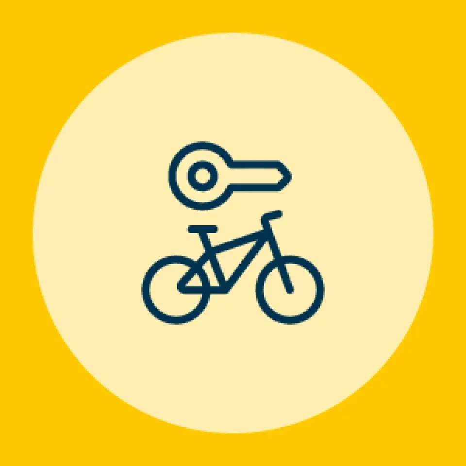 Image of a bike and a lock to represent secure cycle parking