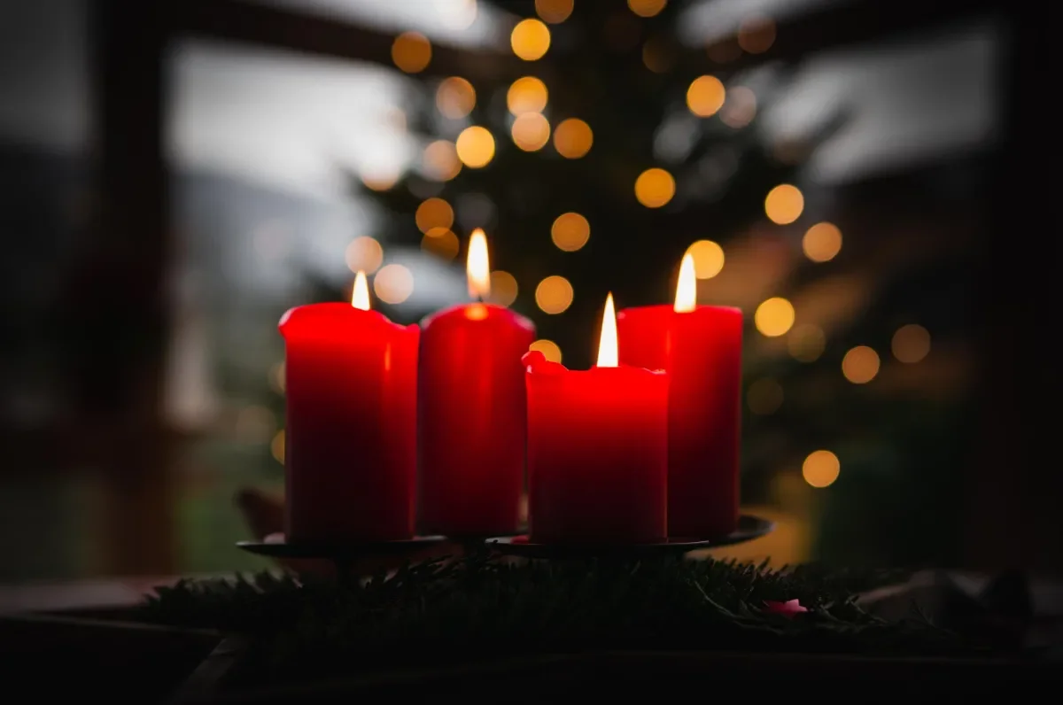 Four candles representing the four weeks of Advent