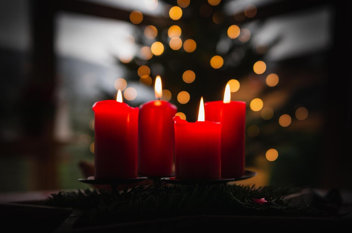 Four candles representing the four weeks of Advent