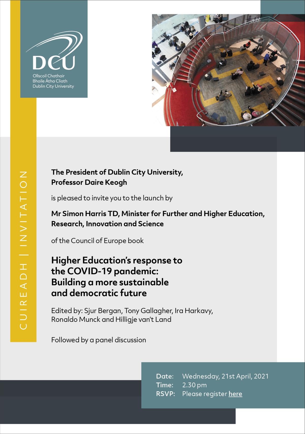 Invitaion | Launch of the Council of Europe Book 'Higher Education’s response to the Covid-19 pandemic'