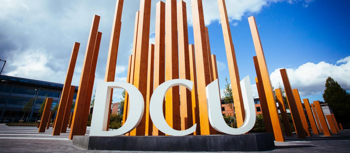 DCU wooden sculpture as seen from Collins Avenue