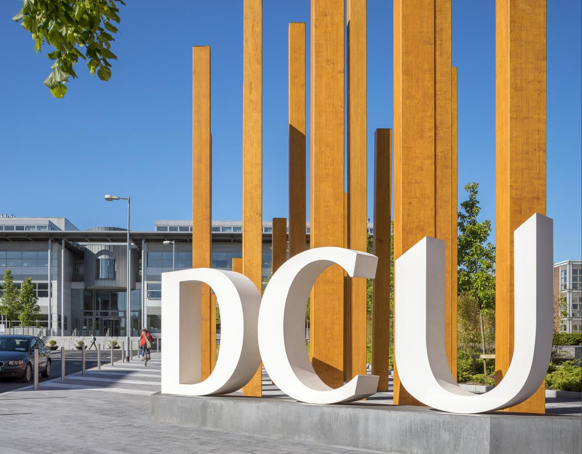 DCU letters on the Glasnevin campus