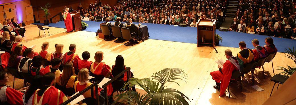 Picture of graduation ceremony in the Helix, DCU