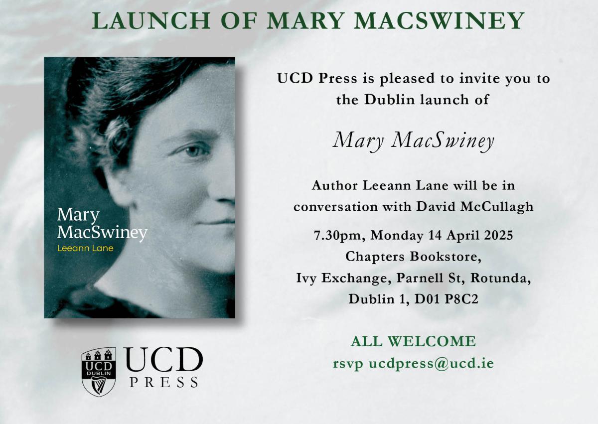 Upcoming book launch of Mary Mac Sweeney by Leeann Lane