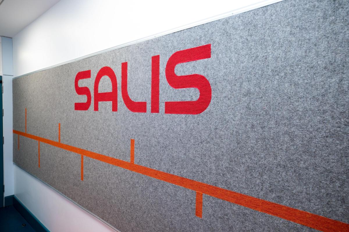 Shows SALIS lab sign in the Henry Grattan building on the Glasnevin campus